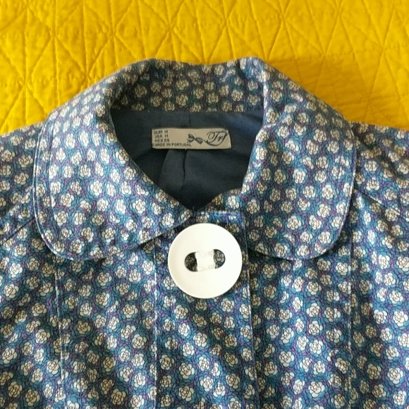 Vintage floral print snap button 3/4 sleeve jacket - Picture 3 of 5